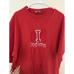 Indiana Hoosiers Embroidered T Shirt XL Red Made In USA American ProWear